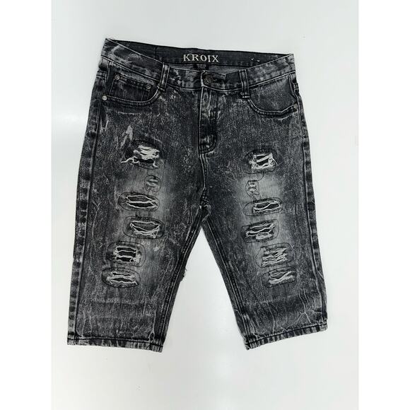 Kroix Jeans Boys Shorts Size 18 Gray Distressed Denim - Picture 1 of 13